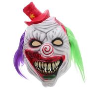 Gatuida Maschera da clown malvagio con parrucca verde e viola vibrante - Maschera horror realistica in lattice a pieno facciale per uomo, decorazione per feste di Halloween, cosplay, circo, casa