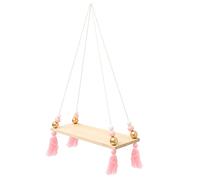 Gatuida mensola di perline di legno grucce appendini portafiori ripiano in corda rustica mensole sospese elegante appendiabiti rastrelliera domestica corda di cotone rosa