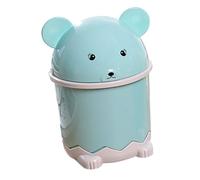 Gatuida Mini Pattumiera da Scrivania in Plastica Cartoon con Coperchio Contenitore Multiuso per Ufficio Camera e Bagno Bidoncino Leggero e Decorativo Blu