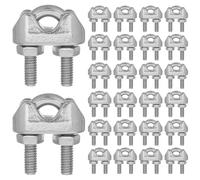 Gatuida Morsetto per fune da 40 pezzi: bullone di fissaggio a sella in acciaio inossidabile - collare per morsetto per cavi a forma di U per filo di recinzione, garage, officina