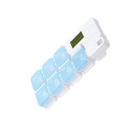 Gatuida Organizzatore Medicinali Portatile 7 Scomparti Timer Digitale Allarme Ripetuto Coperchi Rialzati per Facile Apertura senza Batterie (Azzurro)