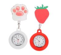 Gatuida Orologio Da Infermiere a Tasca a Fragola in Silicone Clip Estensibile, Set Da 2 Pezzi, Orologio Infermieristico Da Guardia Per Uomo e Donna in Ambito Medico