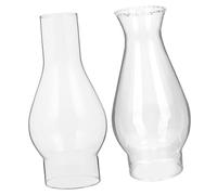 Gatuida Paralume in Vetro Trasparente Antivento per Lampada a Olio Stufa di Ricambio per Lampada a Cherosene Vintage Set da 2 Pezzi Bordo Arrotolato per Uso Domestico e Decorativo