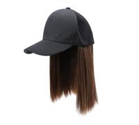 Gatuida Parrucca con Cappello Berretto Donna Estensione Capelli Lisci Corti One-piece Wig Hat Stile Naturale per Uso Quotidiano e Occasioni Colore Nero e Marrone
