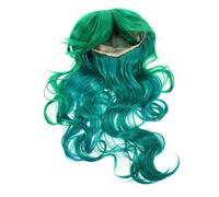 Gatuida Parrucca Lunga Riccia Sintetica Verde Per Cosplay Da Donna Resistente Al Calore Modellata Mano Confortevole e Traspirante Per Uso Quotidiano e Feste