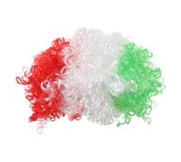 Gatuida Parrucche da clown con bandiera americana: parrucca caschetto blu, rossa e bianca, capelli afro corti e ricci, capelli patriottici per di calcio, divertenti accessori per costumi e cosplay per