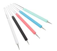 Gatuida Penna Pennello per Manicure Doppia Testa in Silicone 5 Pezzi per Nail Art 3d Decorazioni Unghie a Casa Strumento per Punteggiare e Disegnare Fiori Regalo per Appassionati di Nail Art