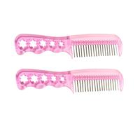 Gatuida Pettine Antistatico per Chioma 2 Pezzi in Acciaio e Plastico Rosa, Spazzola Portatile per Parrucchieri e Saloni, per Parrucche e Chioma Sintetici