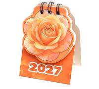 Gatuida Piccolo calendario da scrivania floreale, agenda a spirale a forma | Calendario da scrivania Rose, con rilegatura a spirale, ideale come regalo di Capodanno, illumina la tua scrivania, facilita