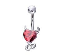 Gatuida Piercing a Cuore Diavoletto e Zircone Rosso Anello Creativo in Acciaio per Donna Ragazza Decorazione per Feste
