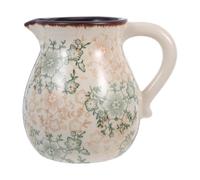 Gatuida Portautensili da appoggio in ceramica, 18 cm, stile rustico con | Fiore verde dipinto a mano, con maniglia per un facile trasporto, brocca in ceramica, vaso per fiori, organizer da cucina,
