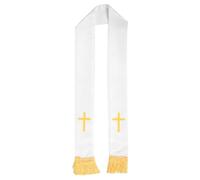 Gatuida Sciarpa/stola con croce per sacerdote, accessorio reversibile per | Stola morbida da 79 pollici con nappe, stola per la messa del clero con ricamo a croce dorata, scialle per il pastore durante