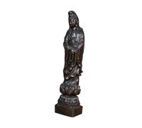Gatuida Scultura in Legno Intagliato di Avalokitesvara Buddha Decorazione Religiosa Antica per Meditazione e Arredamento Casa Figurina in Legno Pregiato Resistente e Dettagliata