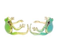 Gatuida Set 2 Anelli Regolabili a Forma di Rana per Donna Gioielli Animali Divertenti e Aperto Accessori Colorati per Uso Quotidiano e Regalo Giovane