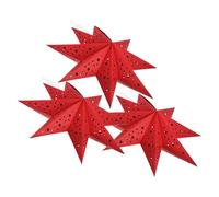 Gatuida Set 3 Paralumi Natalizi a Forma di Stella a Nove Punte 35Cm Rosso Coprilampada Decorativo per Lanterna Accessori per Decorazioni Festive Casa e Feste