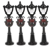 Gatuida Set 4 Mini Lampioni Stradali in Miniatura per Casa delle Bambole Versione Decorativa in ABS Nero Lampada da Scena Compatta per Giardino e Decorazioni Natalizie