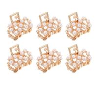 Gatuida Set 6 Mini Fermagli per Chioma a Artiglio Perle Piccole Mollette Antiscivolo per Ragazze Accessori Portatili per Acconciature Quotidiane e Look Sofisticati