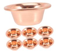 Gatuida Set 7 Pezzi Ciotola Sacra Tibetana in Rame Per Offerte Buddiste, Coppa Decorativa Per L'offerta Dell'acqua, Supporto Meditazione e Culto in Casa o Tempio 9 Cm Rosso Vintage