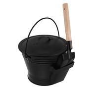 Gatuida Set Attrezzi per Caminetti in Metallo Resistente al Calore con Secchio per Cenere con Coperchio Ermetico e Pala Ergonomica, Accessori per Pulizia Stufa a Legna e Pellet, per Uso