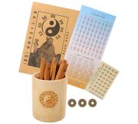Gatuida Set Bastoncini Divinazione Cinese con Vaso di bambù Gioco di Divinazione Interattivo Compatto Oggetti di Scena Vintage per Predizione della Fortuna e Pratiche di i Ching