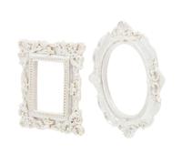 Gatuida Set Cornici per Foto in Resina 2 Pezzi Cornice Retrò Ovale Bianca e Quadrata Accessori per Selfie Ornamento Decorativo Appendibile Regalo Casa Tavolo Bambino