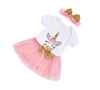 Gatuida Set Costume Unicorno Per Bambine Con Gonna In Cotone Rosa E Cappello Per Carnevale E Party Di Compleanno