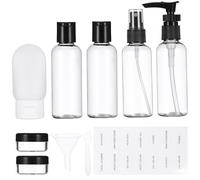 Gatuida Set da Viaggio per Toiletry Bottiglie Portatili in Pet Leggere e Anti-perdita Etichette e Borsa di Conservazione per Viaggi senza Disordine