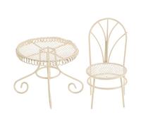 Gatuida Set di 2 sedie da tavolo per casa delle bambole - Set da patio in miniatura in metallo per casa delle bambole, giardino fate, bistrot, mobili da esterno, accessori bianchi
