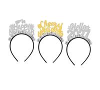 Gatuida Set di 3 fasce per capelli con glitter per il Capodanno 2027, | Copricapo scintillante "Buon Anno", accessorio divertente per feste, cerchietto per costumi da festival, ideale per
