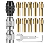 Gatuida Set di pinze per mandrino per trapano, 15 pezzi: 2 dadi di ricambio in metallo 4485, 1 pinza in ottone 4486, 10 pinze per punte da trapano elettriche da 0,5-3,2 mm, 2 chiavi per smerigliatrice