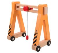Gatuida Set di treni gru in legno per bambini con motore di ispezione di simulazione, accessori di espansione per binari ferroviari gru fai da te