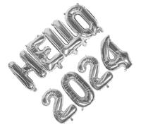 Gatuida Set Palloncini in Pellicola di Alluminio 2024 Hello Decorazioni di Capodanno per Feste e Banchetti Palloncini Decorativi Argento per Eventi Festivi