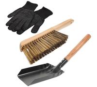 Gatuida Set Pulizia Stufa Pala Cenere, Spazzola in Ferro e Legno | Caminetti e Focolari, Colore Nero, Facile da Riporre, Include Guanti per Uso Ordinato