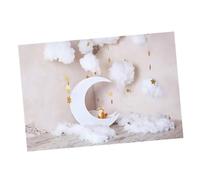 Gatuida Sfondo Fotografico per Ragazzo Ragazza, Stelle e Nuvole in Vinile Beige, Resistente e Multiuso per Decorazioni Nascita e Battesimo