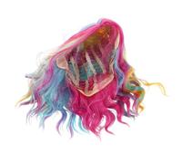 Gatuida Short Rainbow Curly Cosplay Wig Lightweight Synthetic Mermaid Style For Women And Comfortable Short Wavy Hair Cap For Halloween Party And Festival