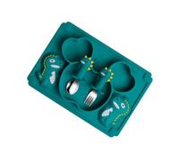 Gatuida Silicone per Svezzamento con Piatto Divisorio in Silicone Alimentare Ciotola con Ventosa Antiscivolo e Posate Training per Tutta la Famiglia Resistente e Facile Trasportare