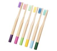 Gatuida Spazzolino da Denti in Bamboo Naturale Setole Morbide, Design Ergonomico e Confezione da 6 Pezzi, Pulizia Completa e Colori Assortiti