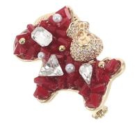 Gatuida Spilla cinese a forma di cavallo: spilla da bavero dell'anno del cavallo 2026 - Distintivo con animale dello zodiaco - Strass rosso per accessori per costumi del Capodanno e della festa di