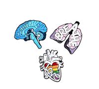 Gatuida Spille Decorative Creative a Forma Di Organo Umano 3 Pezzi Per Donna, Distintivi Smalto Cuore e Cervello, Accessori Leggeri Per Abbigliamento e Borse, Per Feste Di Halloween e Regali