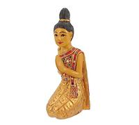 Gatuida Statuetta Buddha Inginocchiato Thailandese in Decorazione Accoglienza per Scrivania e Casa Scultura e Tranquillità Piccole