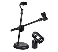 Gatuida Supporto Microfono da Tavolo Regolabile con Braccio Telescopico e Porta Smartphone Stand per Microfono Desktop per Studio Podcast e Streaming