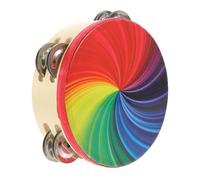 Gatuida Tamburello Doppia con Motivo Arcobaleno Strumento Musicale per Sonagli Manuale per Educazione Musicale e Feste