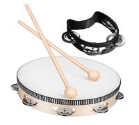 Gatuida Tamburello Percussione Bacchette in Legno e Sonaglio Campane Strumento Leggero e Maneggevole per Adulti Suono Chiaro e Design per Feste