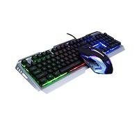 Gatuida Tastiera Meccanica Usb Retro Illuminata Arcobaleno Con Mouse Ergonomico Design Resistente e Tasti Flottanti Per Gaming e Ufficio
