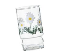 Gatuida Tazza di Vetro Medio Resistente al Calore con Motivo Margherita Bicchiere per Latte Caffè e Succo Design Decorativo per Casa e Festa