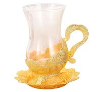 Gatuida Tazzine da Europee Creative in Vetro Trasparente con Metallici Incisi Servizio da Tè per Pomeriggio Regalo per Amanti del