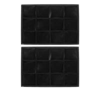 Gatuida Vassoio portagioie in velluto da 2 pezzi, 12 scomparti, rivestimento nero con cuscini, elegante espositore per cassettiera, ripiano, armadio