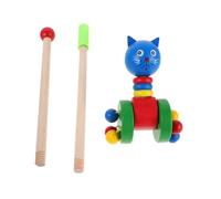 Gatuida Wooden Push Cart With Rounded Edges Cartoon Animal Design Safe Child Friendly Materials Multifunctional Walker Toy For Cognitive Development And Imaginative Play