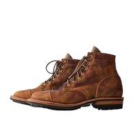 GATURA Punta Quadrata Tacco Basso Uomo Stivaletti Steampunk Lace Up Boots Finta Pelle PU Western Cowboy Boots Vintage Uomo Stivali Corti, Taglia Grande 35-48,Brown 2,43