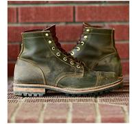 GATURA Punta Quadrata Tacco Basso Uomo Stivaletti Steampunk Lace Up Boots Finta Pelle PU Western Cowboy Boots Vintage Uomo Stivali Corti, Taglia Grande 35-48,Verde,45
